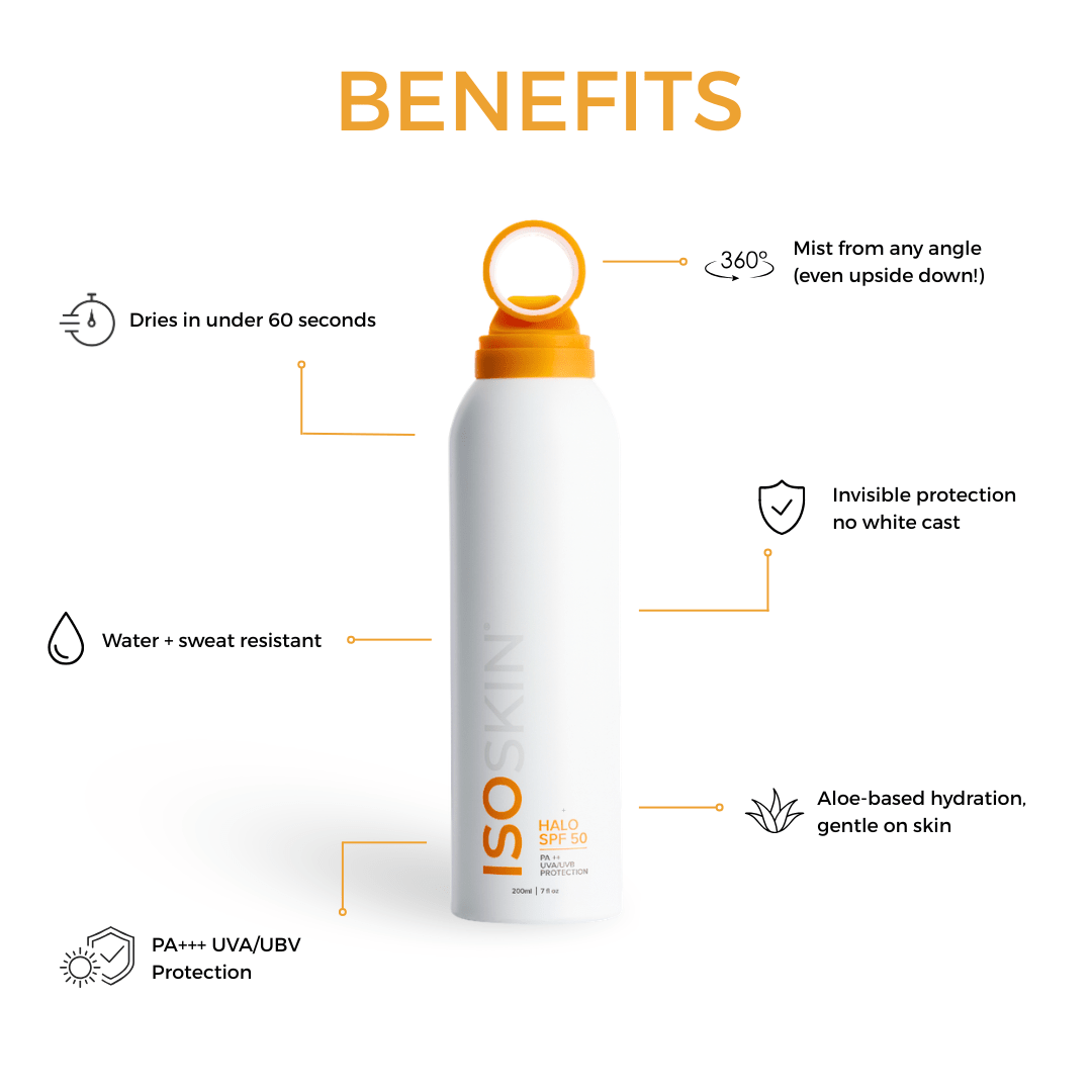Halo SPF 50 spray - PA+++ UVA/UVB Protection - ISOCLEAN