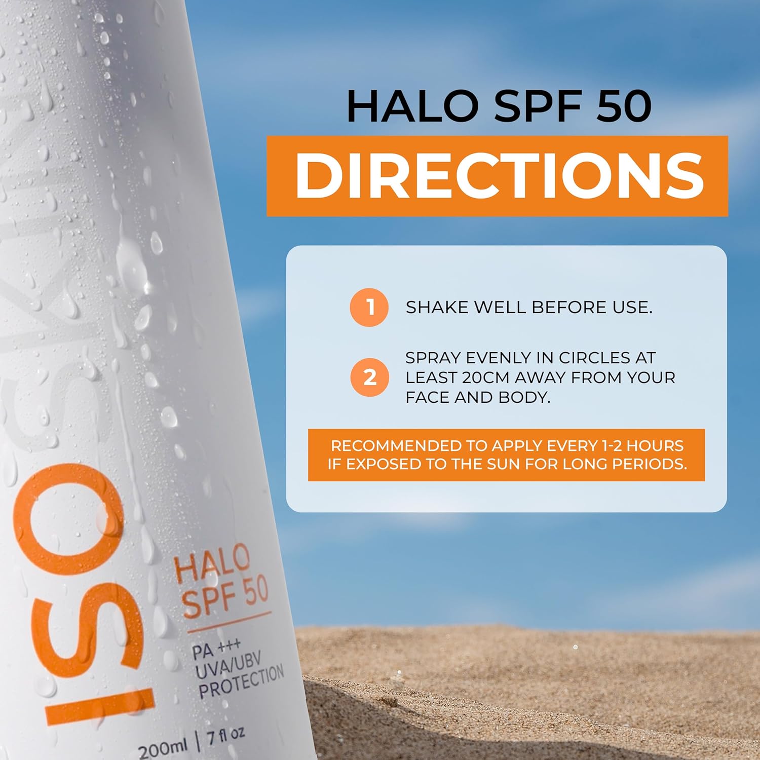 Halo SPF 50 spray - PA+++ UVA/UVB Protection - ISOCLEAN