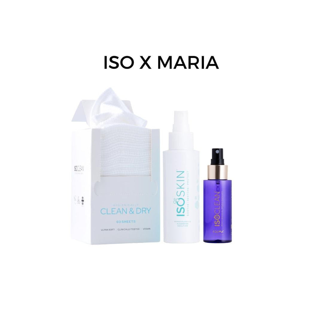 ISO x Maria - Isoskin Bundle with Scented 80ml brush cleaner Spray for Spotless Tools and Glowing Skin - ISOCLEAN