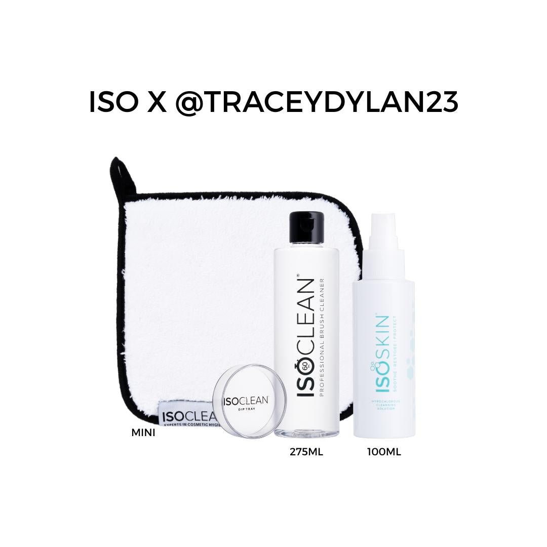 ISO x Tracey - Makeup Brush Cleaner & Hypochlorous Skin Spray Bundle for Spotless Tools & Glowing Skin - ISOCLEAN