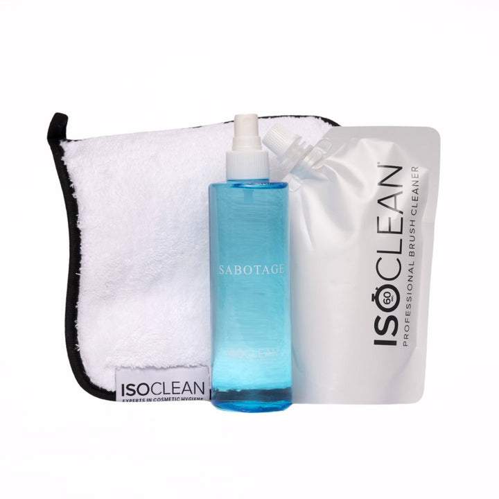 ISOCLEAN's 'Sabotage' Bundle - 275ml Scented makeup brush cleaner + 275ml 'Sabotage' scented eco refill + mini towel - iso-clean-uk