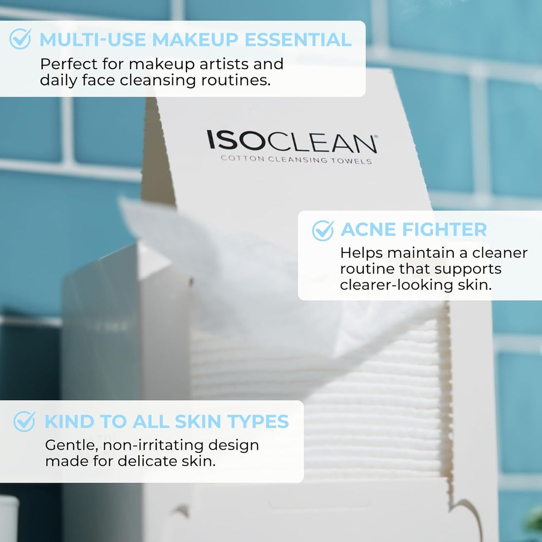 ISOSKIN Cotton Cleansing Towels 60 sheets - 6 pack (6 month supply) - ISOCLEAN