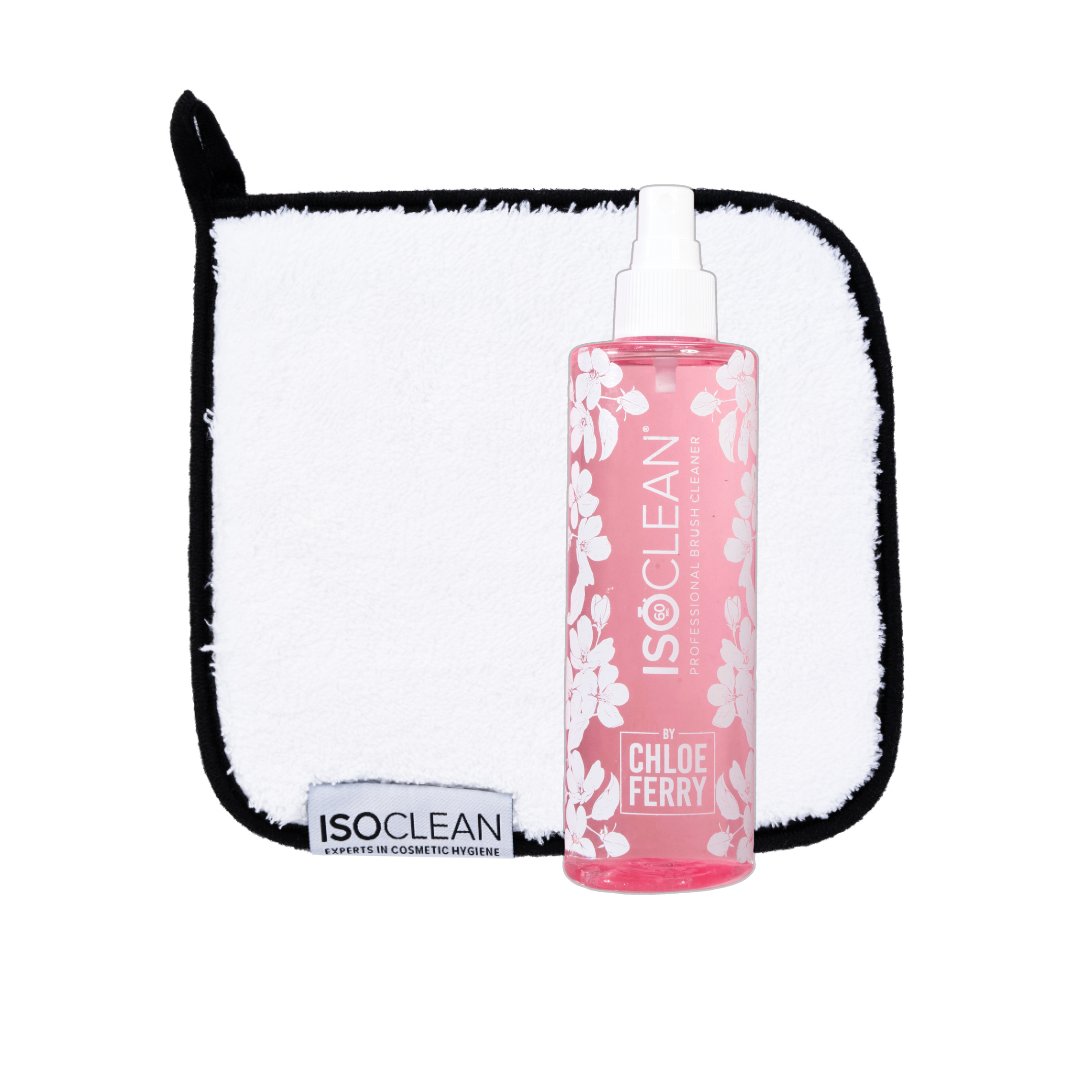 Limited Edition Towel Bundle - ISOCLEAN x Chloe Ferry 275ML Scented Makeup Brush Cleaner & Large microfibre makeup cleaning towel - Isoclean