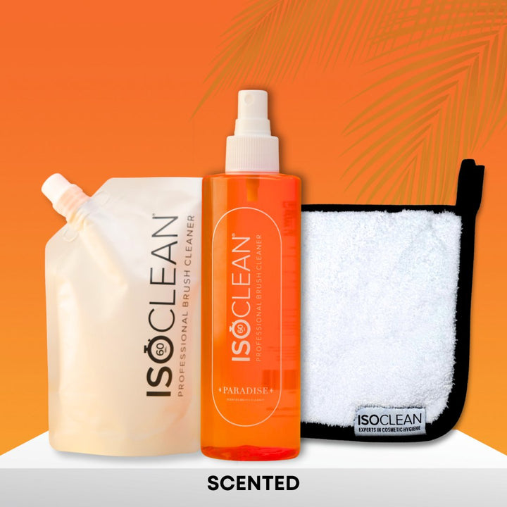 ISOCLEAN's 'Paradise' Bundle - 275ml Scented makeup brush cleaner + 275ml 'paradise' scented eco refill + mini towel - iso-clean-uk